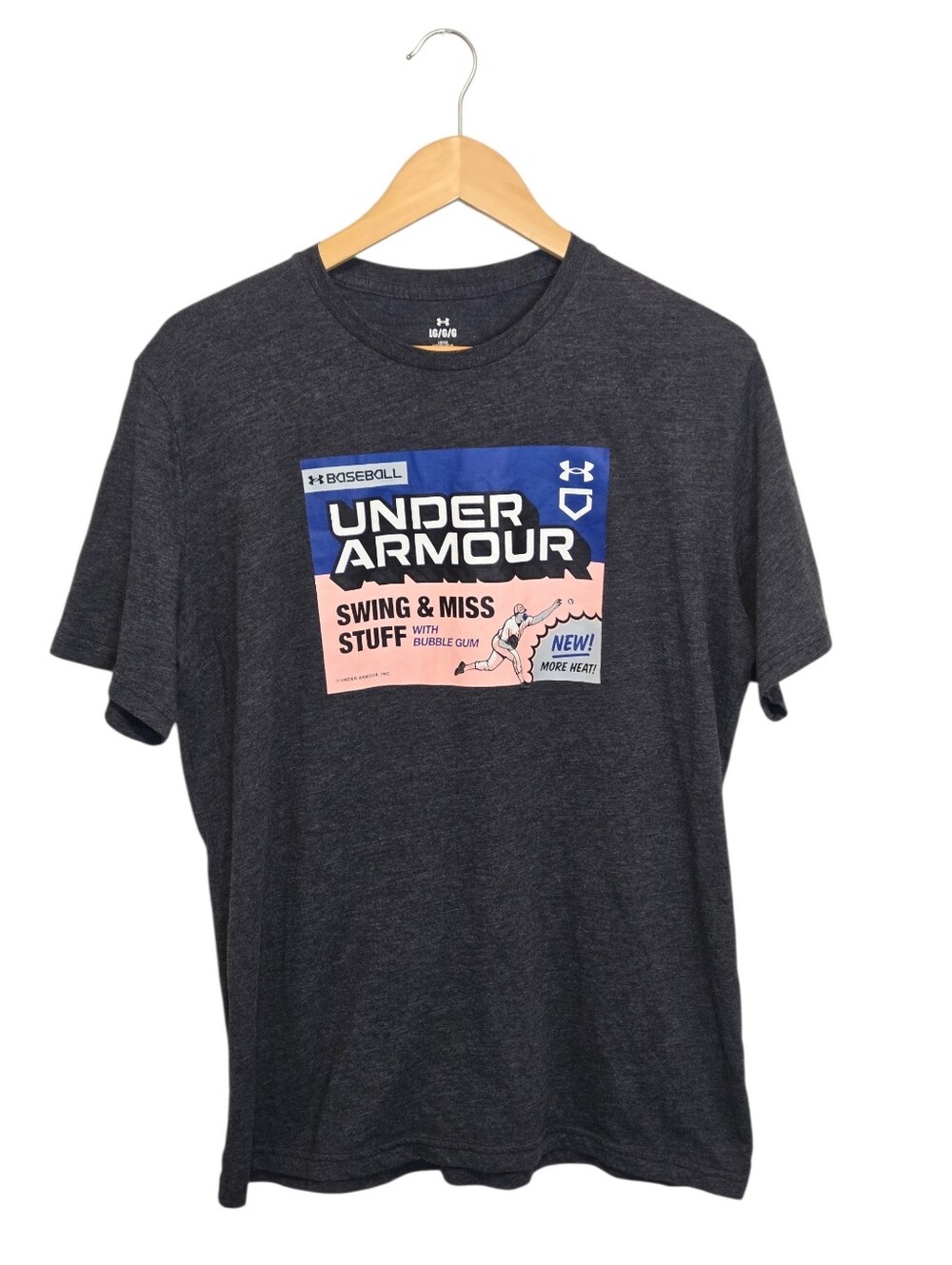Under Armour Charcoal Short-Sleeve Graphic Tee with Blue and Pink Print